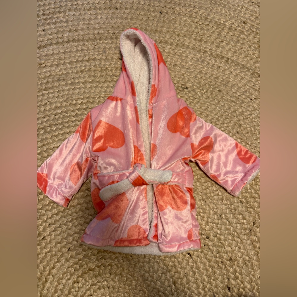 Kids Pink Heart Bathrobe